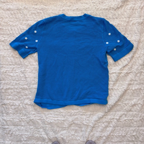 Christopher & Banks Blue Polka Dot Short-Sleeve Cardigan – Size Large grannycore - Picture 3 of 4